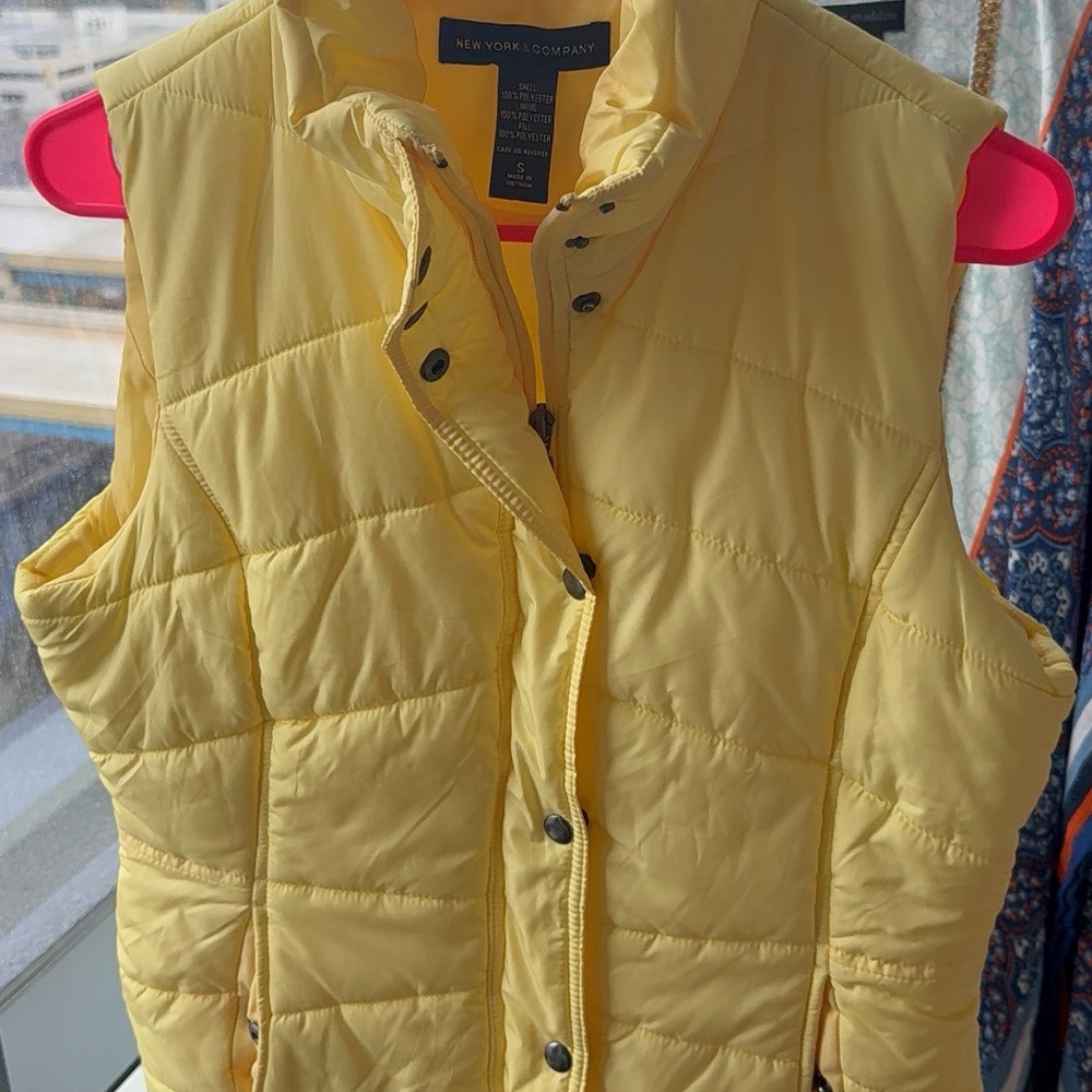 New York & Company Sunny Yellow Quilted Vest